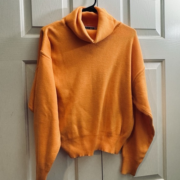 Obermeyer Sweaters - Vtg 80s 90s Obermeyer Womens Small Wool Knit Ski-T‎ Turtleneck Sweater Orange